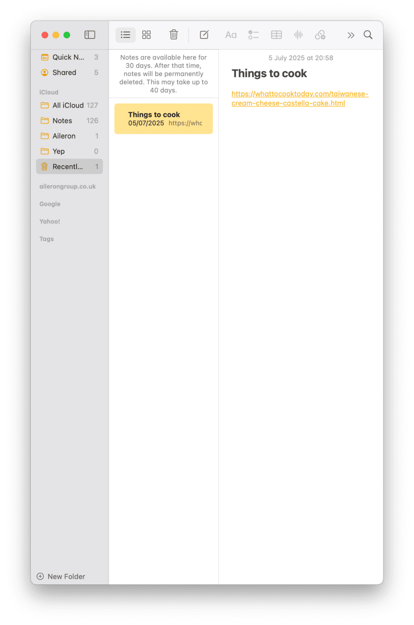 Check the Recently Deleted folder