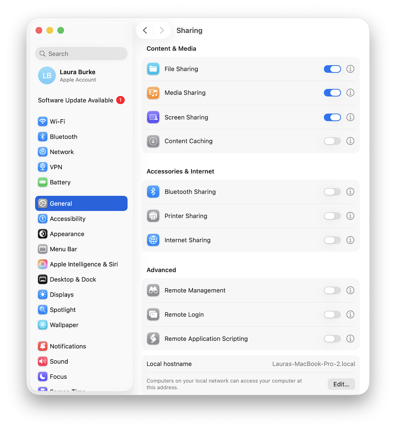 System Settings > General > Sharing