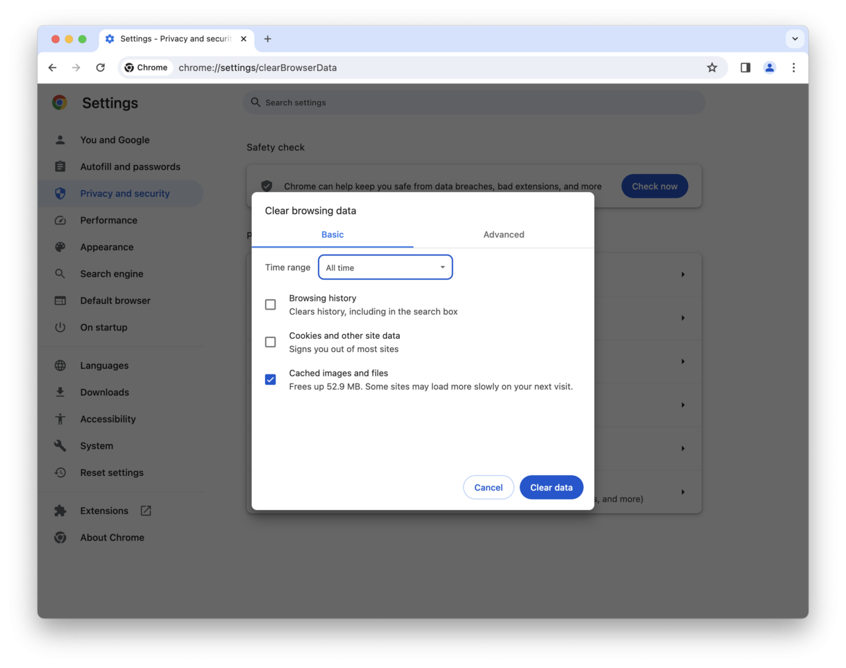 如何删除 Chrome 中的浏览器缓存