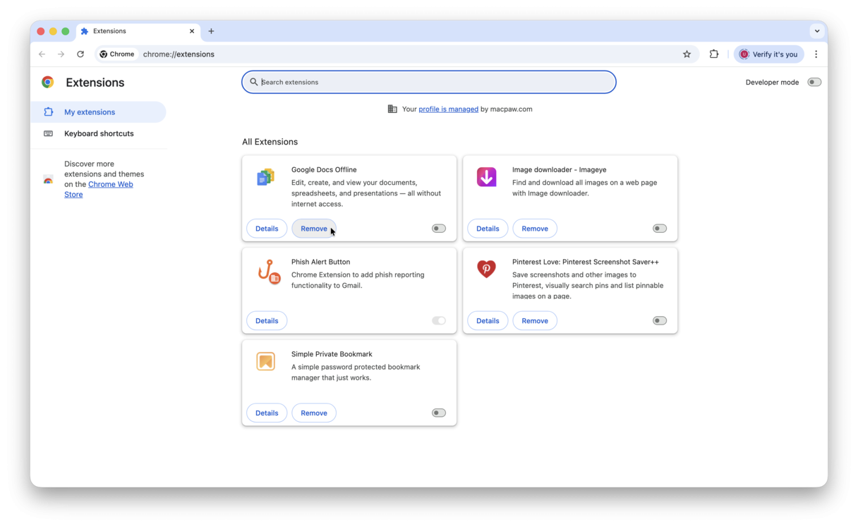 how to lower RAM on Mac - remove browser extensions