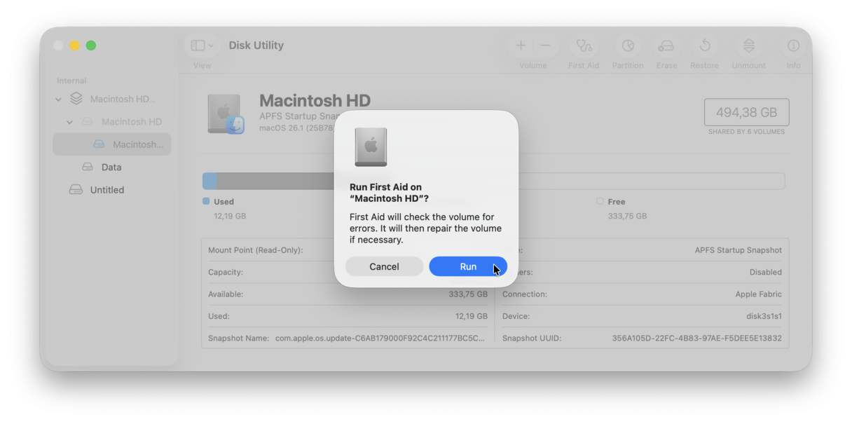 Repair disk permissions in safe mode