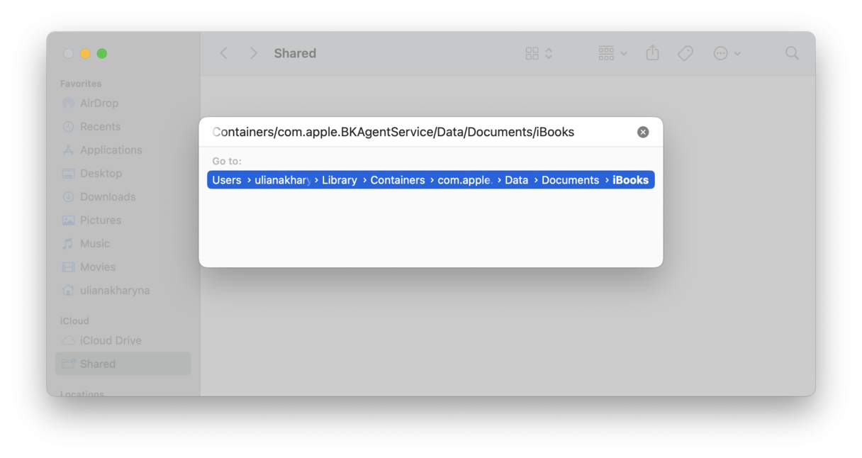 iBooks library location