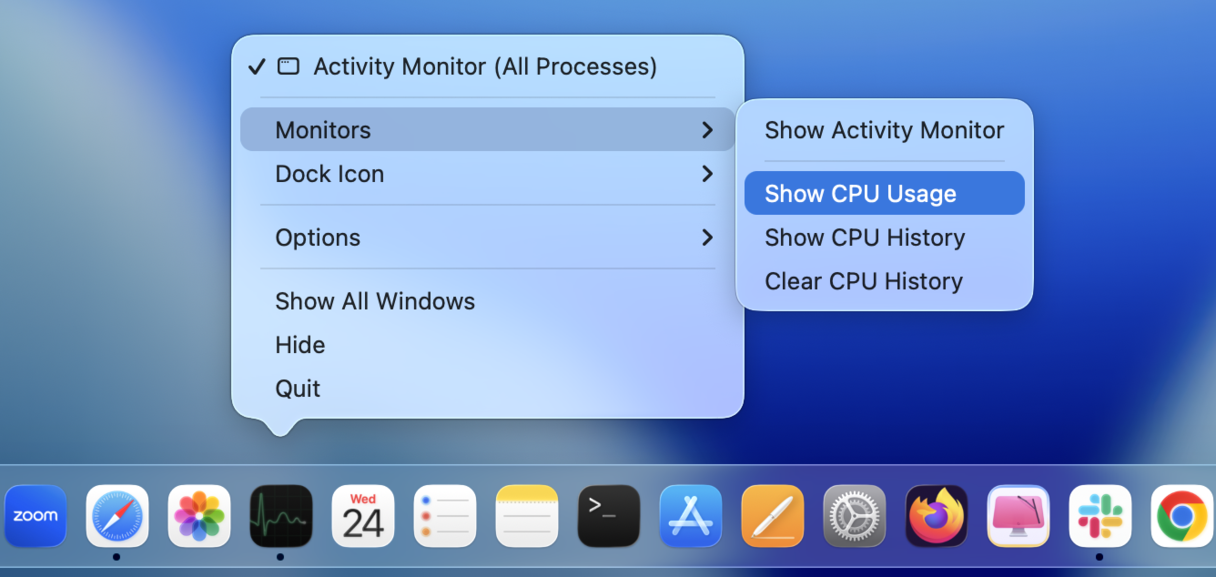 how to quit an app on Mac via Dock