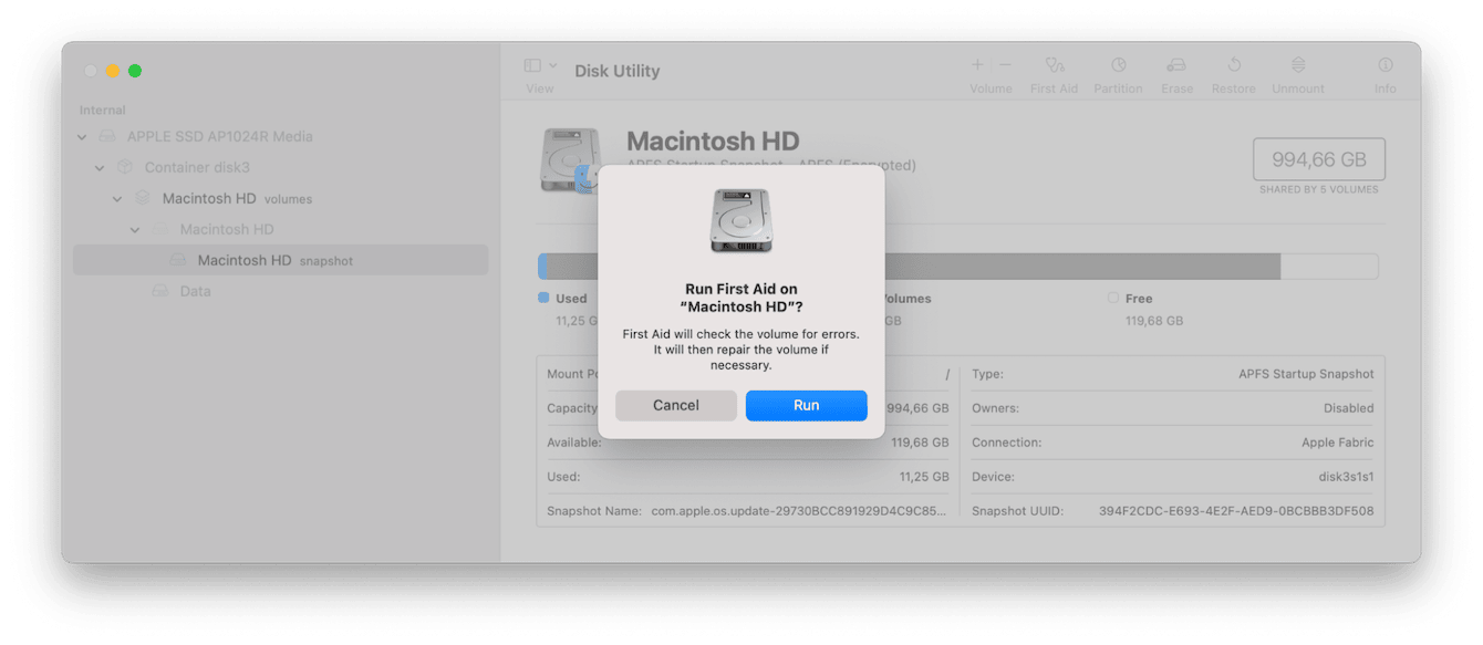 Run Disk Utility