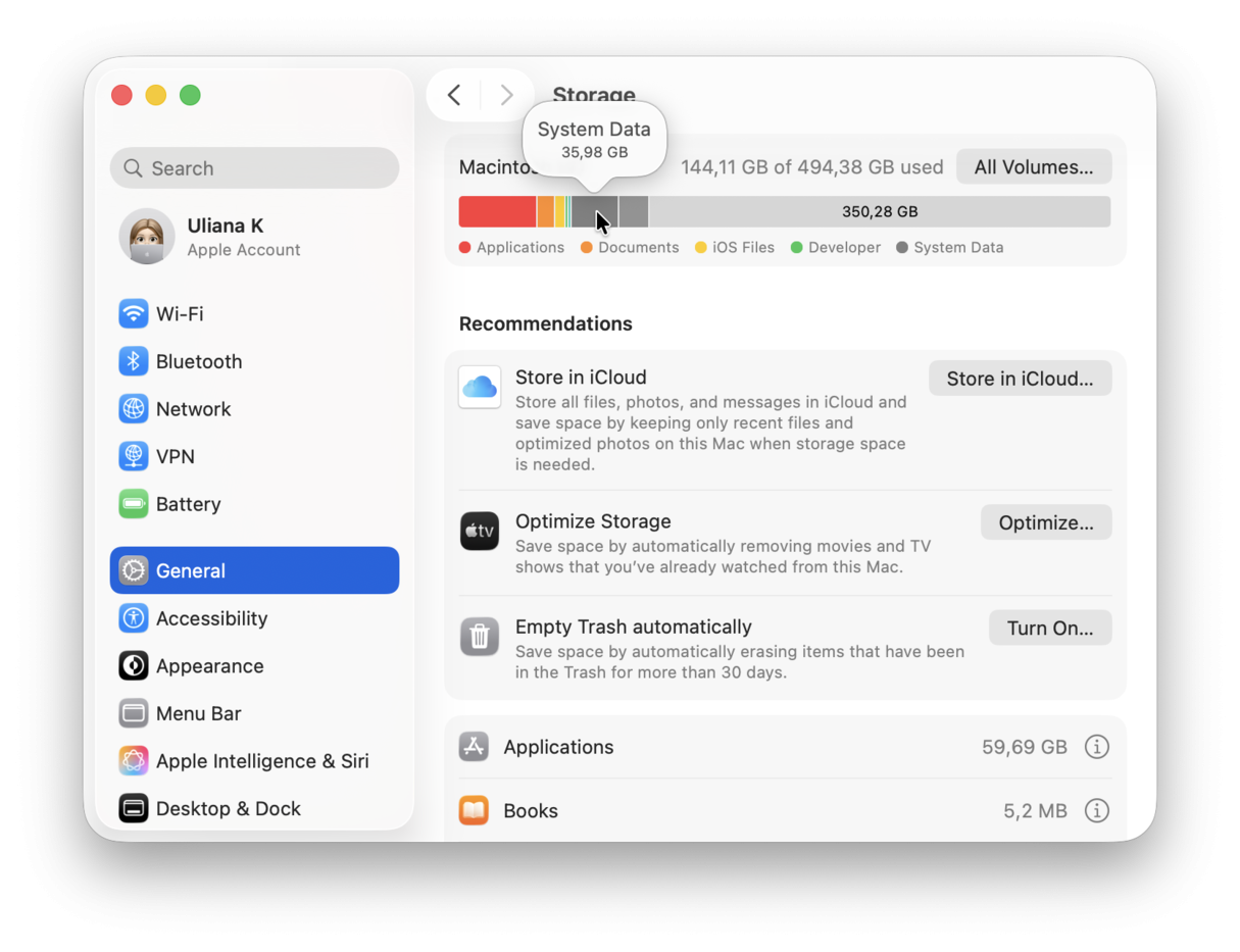 How to check System Data on Mac
