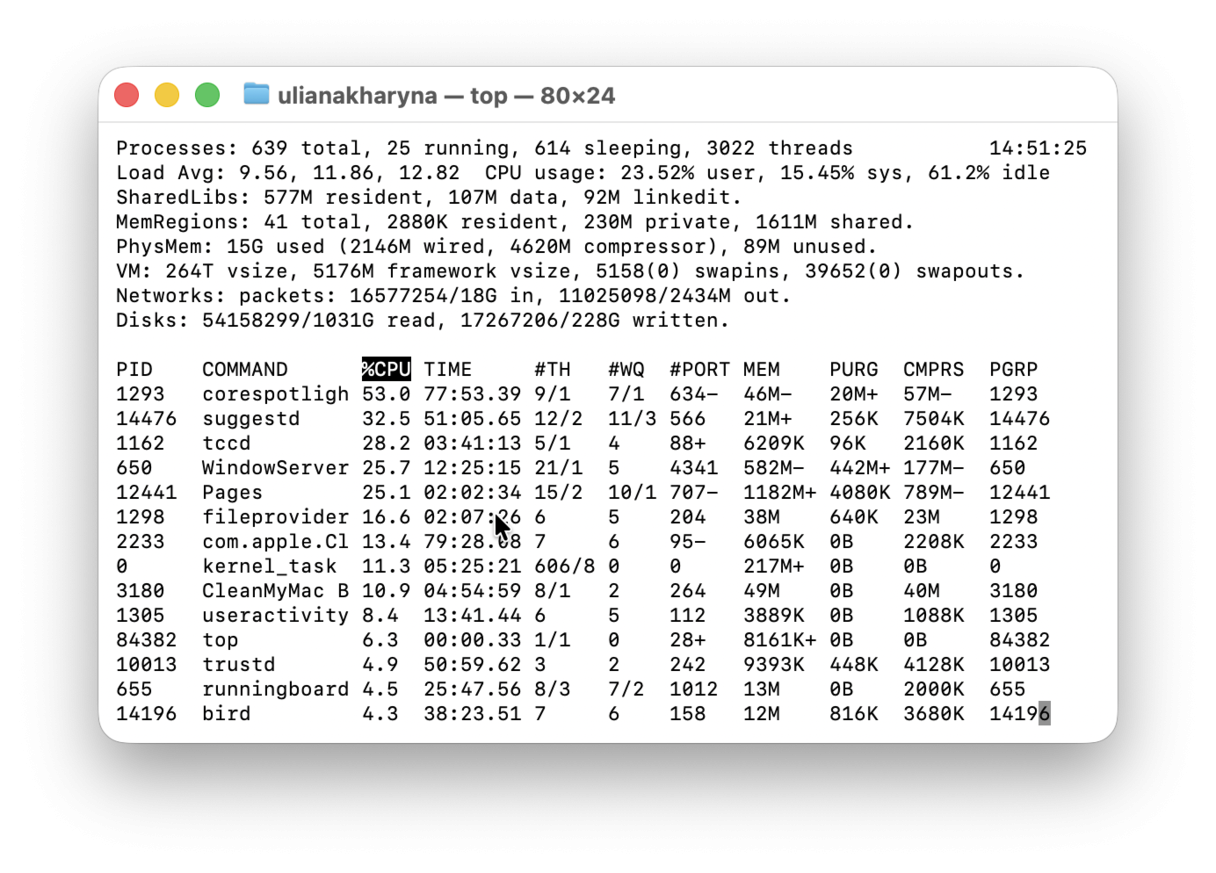 How to monitor CPU usage on Mac via Terminal