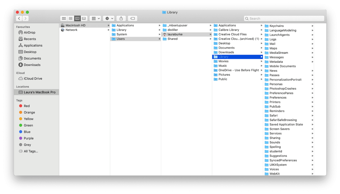 So zeigen Sie den versteckten Library-Ordner an